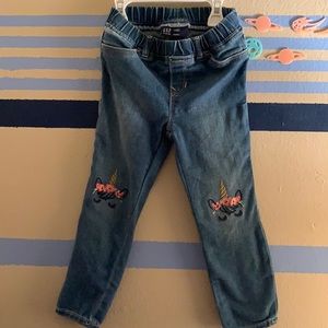 Gap Denim Jeggings with unicorn embroidered design on knees